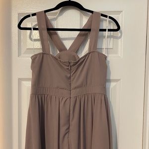 lulus air of romance taupe maxi dress